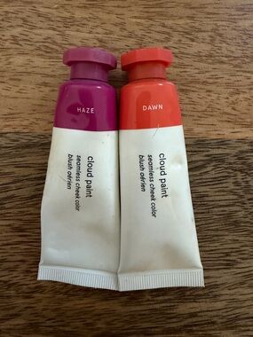 Glossier Cloud Paint Seamless Cheek Color Duo — Haze (fuchsia) + Dawn (coral)